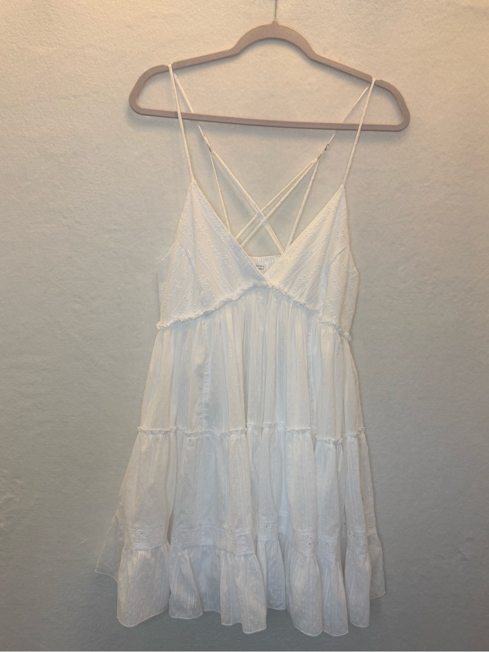 Kirious Los Angeles White Eyelet Strappy Tiered Sundress Sz XL Frilly feminine